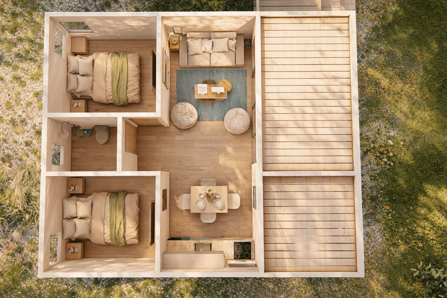 Modelo 550 – planta 2 dormitorios